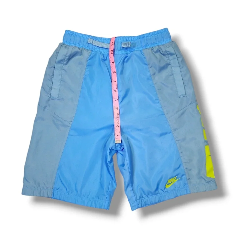 Nike Athletic Sportswear 2 Tone Light Blue Neon Yellow Logo Youth‎ Size L 27-28